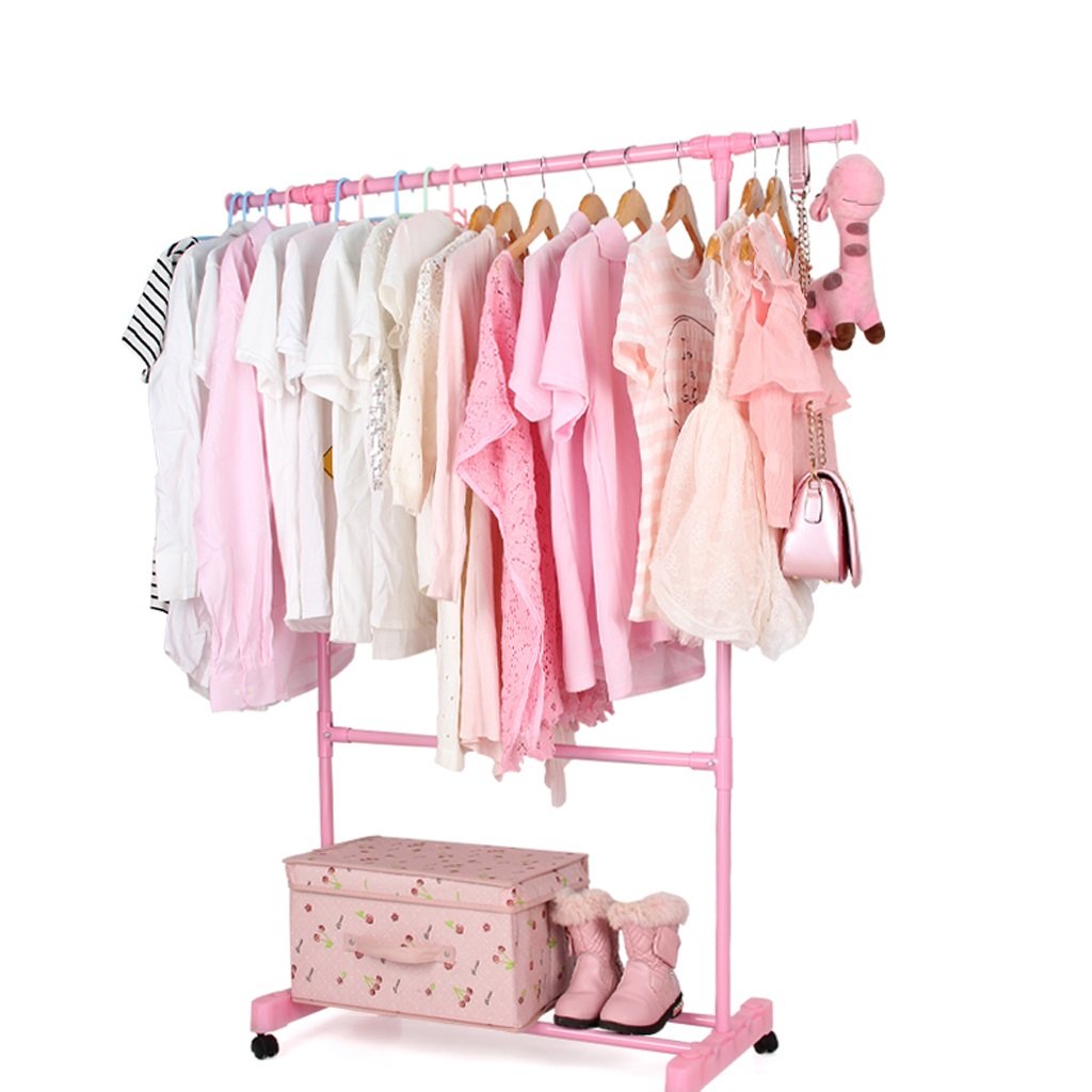 L0.851.4m * W0.42m * H1.35m Pink Simple Clothing Rail Roll Retractable