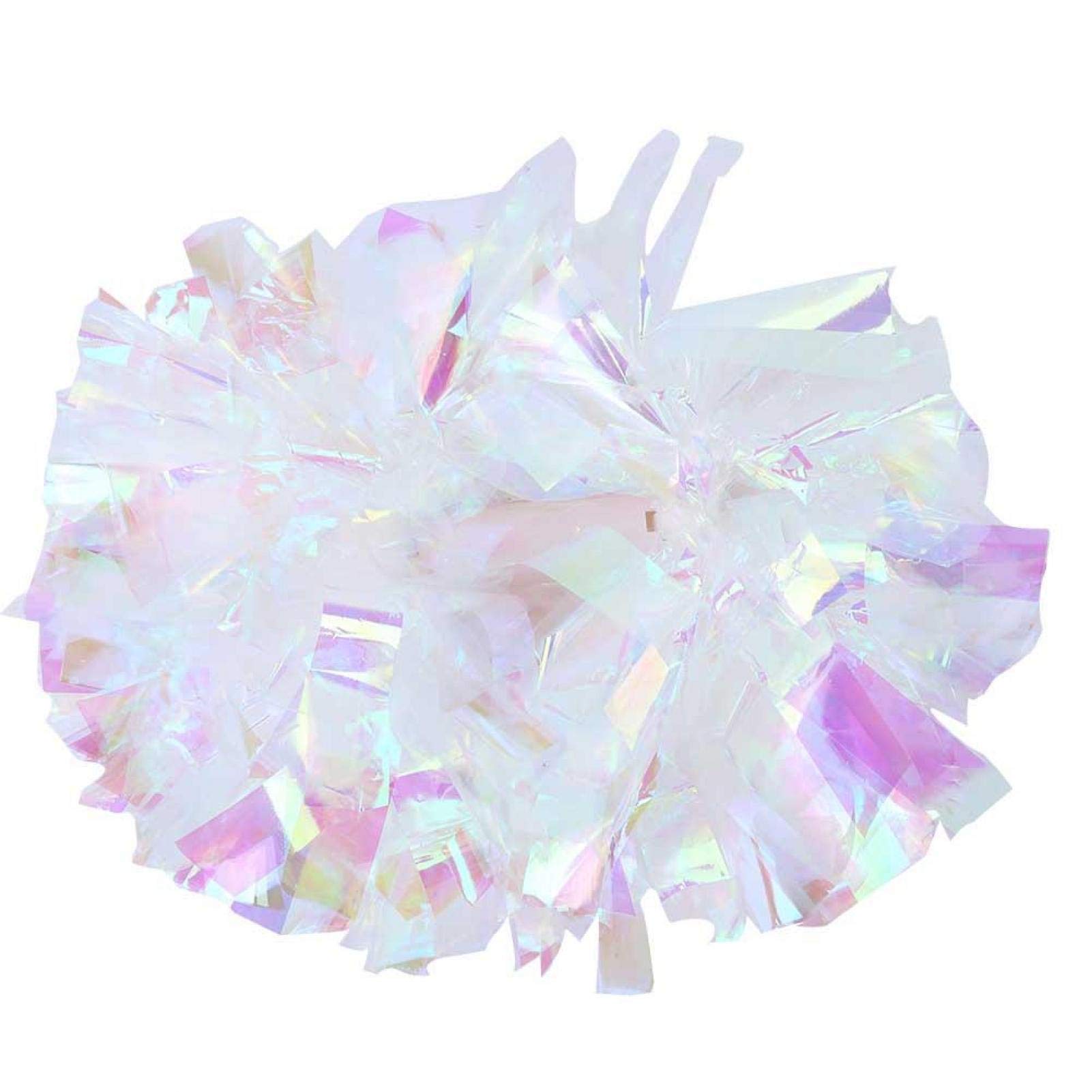 Tiiyee Cheerleader Pom Poms for Kids, Single Pompom Cheerleading with Plastic Baton Handle Glitter Foil, Soft Fluffy Pom for Girls School Sports Games Team Spirit Practice Dance Performance 7 Colors