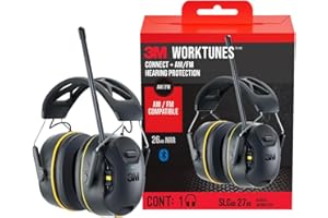3M WorkTunes Connect + AM/FM Wireless Hearing Protector with Bluetooth Technology, Bluetooth Hearing Protection with a 26 dB 