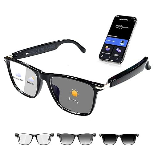 AI Smart Glasses,AI Chat Deepseek R1 and Gemini-2.5 with 164 Translations Supported,Bluetooth Glasses for Men Women,Music Playback & Hands-Free Calling,Physical Color Changing Lens,IP67 Waterproof