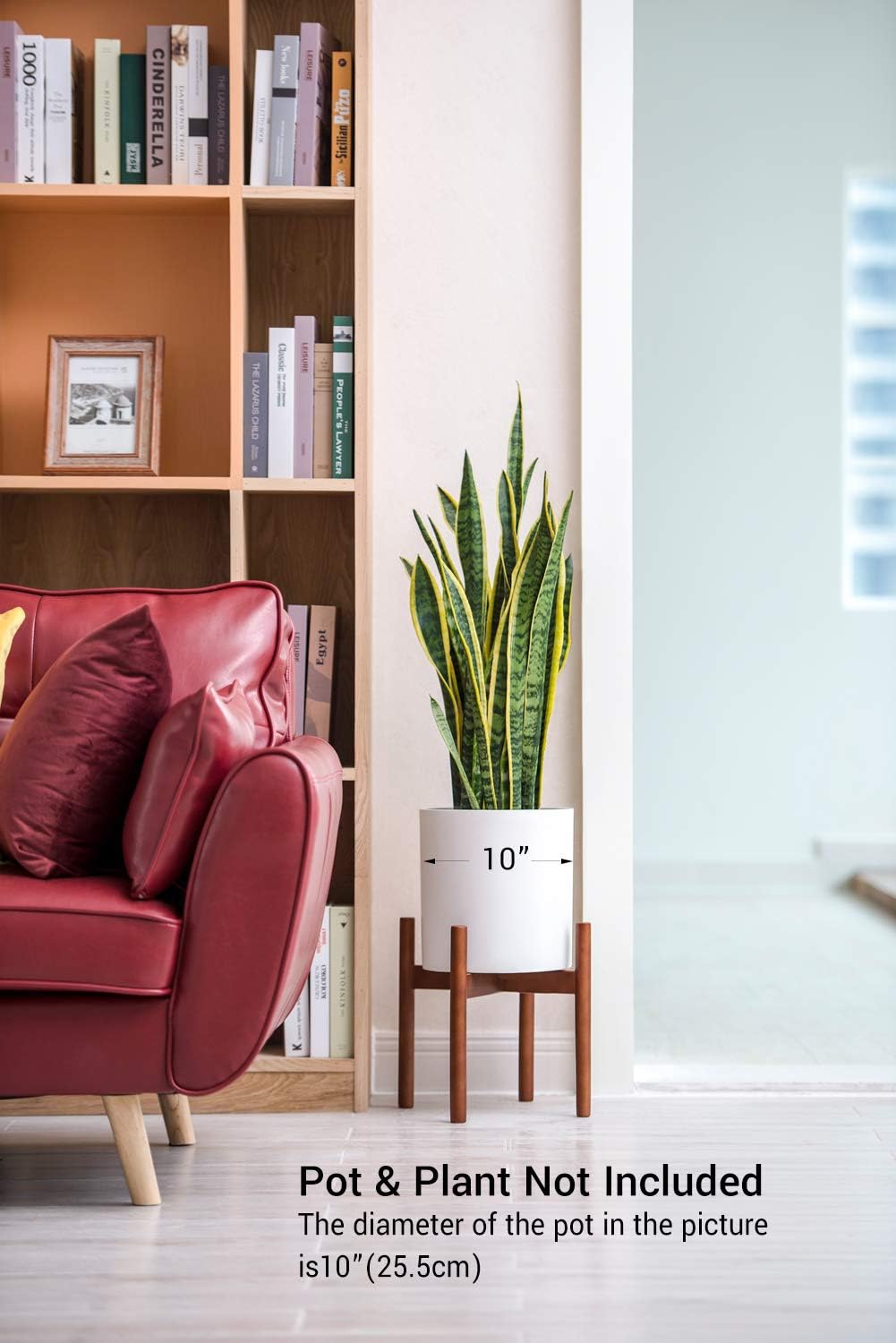 Mkono Plant Stand Mid Century Wood Flower Pot Holder (Plant Pot NOT Included) Potted Stand Indoor Display Rack Rustic Decor, Up to 10 Inch Planter, Brown : Garden & Outdoor