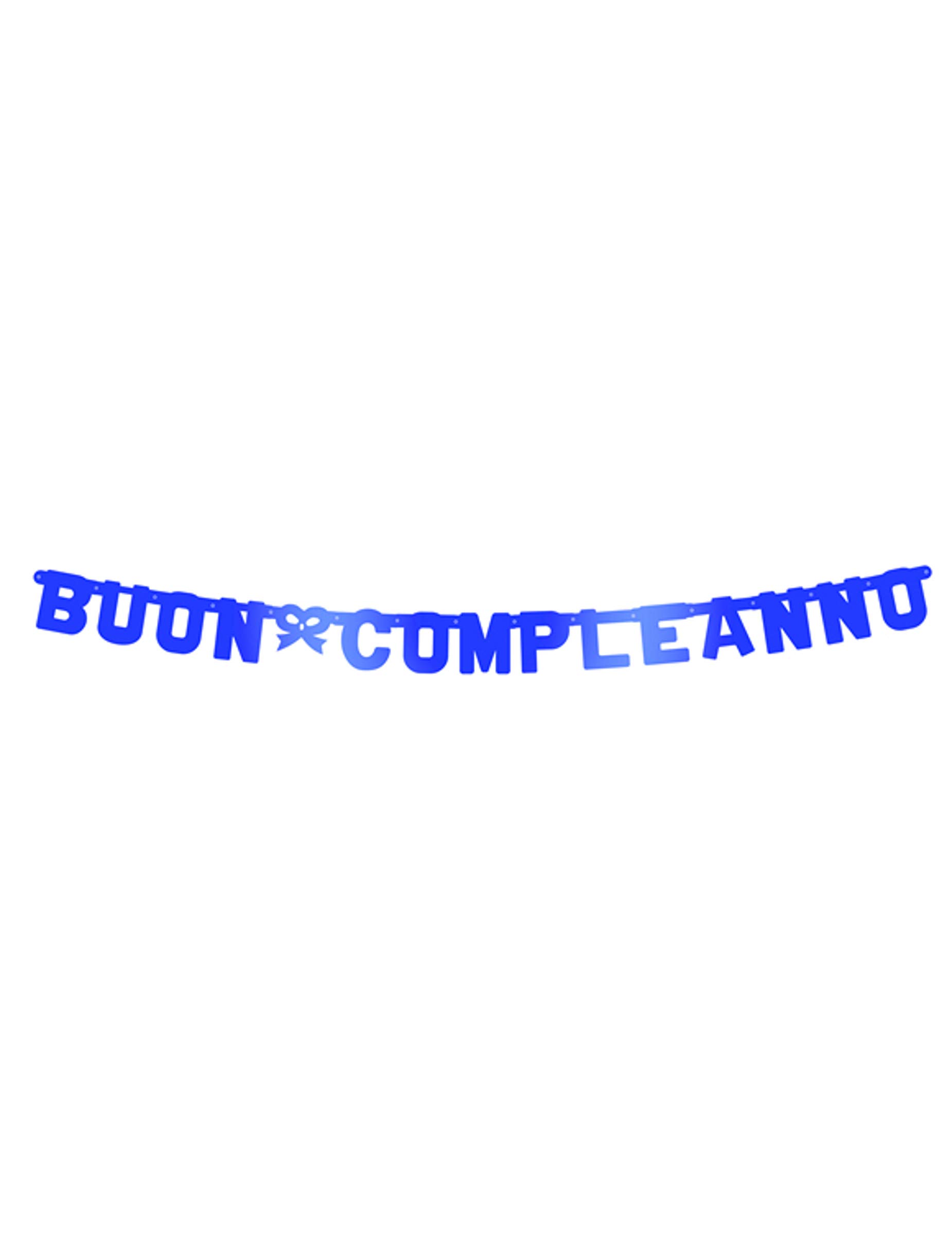 BIGIEMME 5IT29055 Happy Birthday Banner 253 cm Metallic Blue XL Blue
