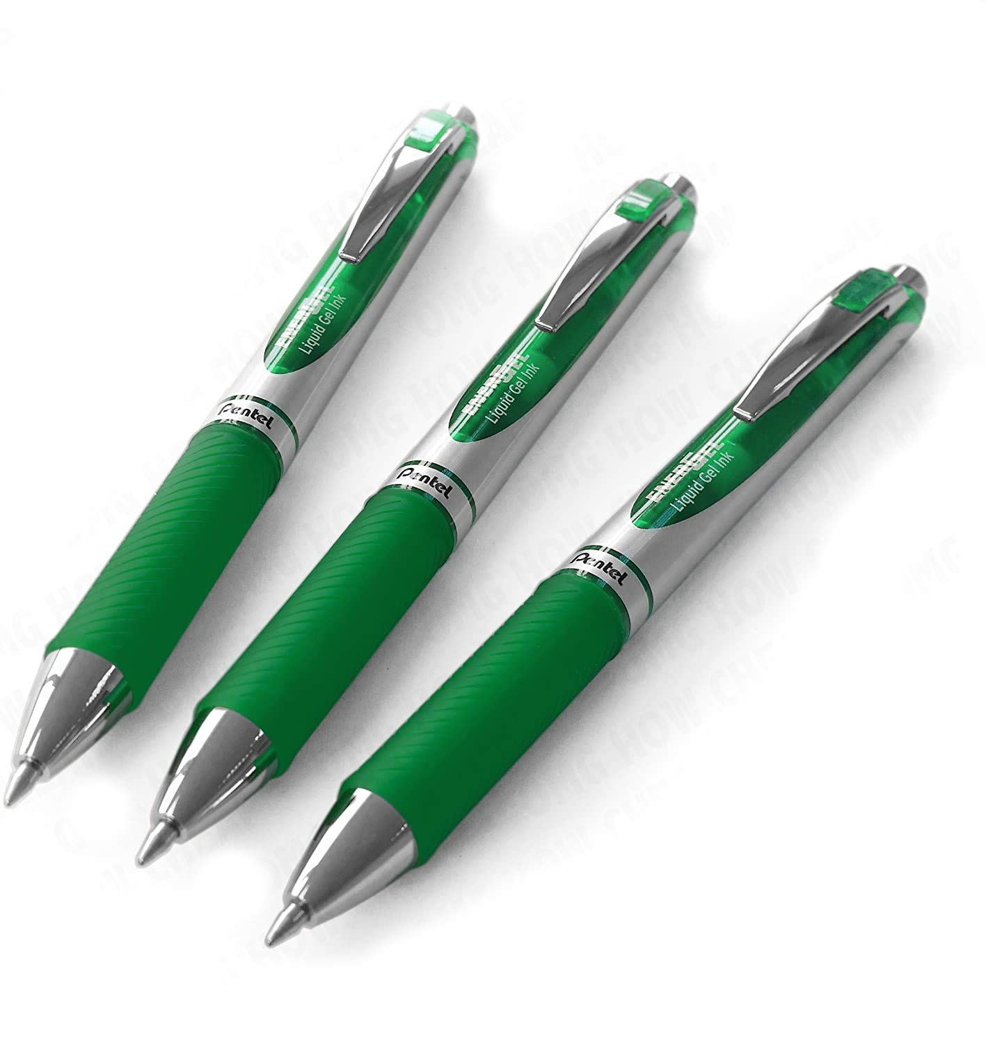 Pentel EnerGel XM BL77 - Retractable Liquid Gel Ink Pen - 0.7mm - 54% Recycled - Green - Pack of 3