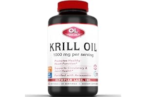 Olympian Labs Antarctic Krill Oil, 1000mg Caps with Astaxanthin, Omega-3, EPA, DHA, Immune, Joint & Brain Support, 60 Softgels