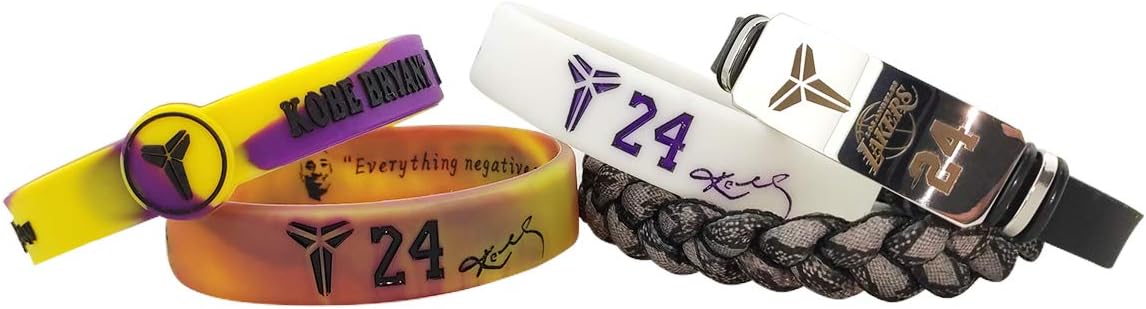 5pcs/box Soft Silicone Kobe Bracelet with 3D Sayings 'Kobe'"24" Mens' Adjustable Rubber Basketball Wristband