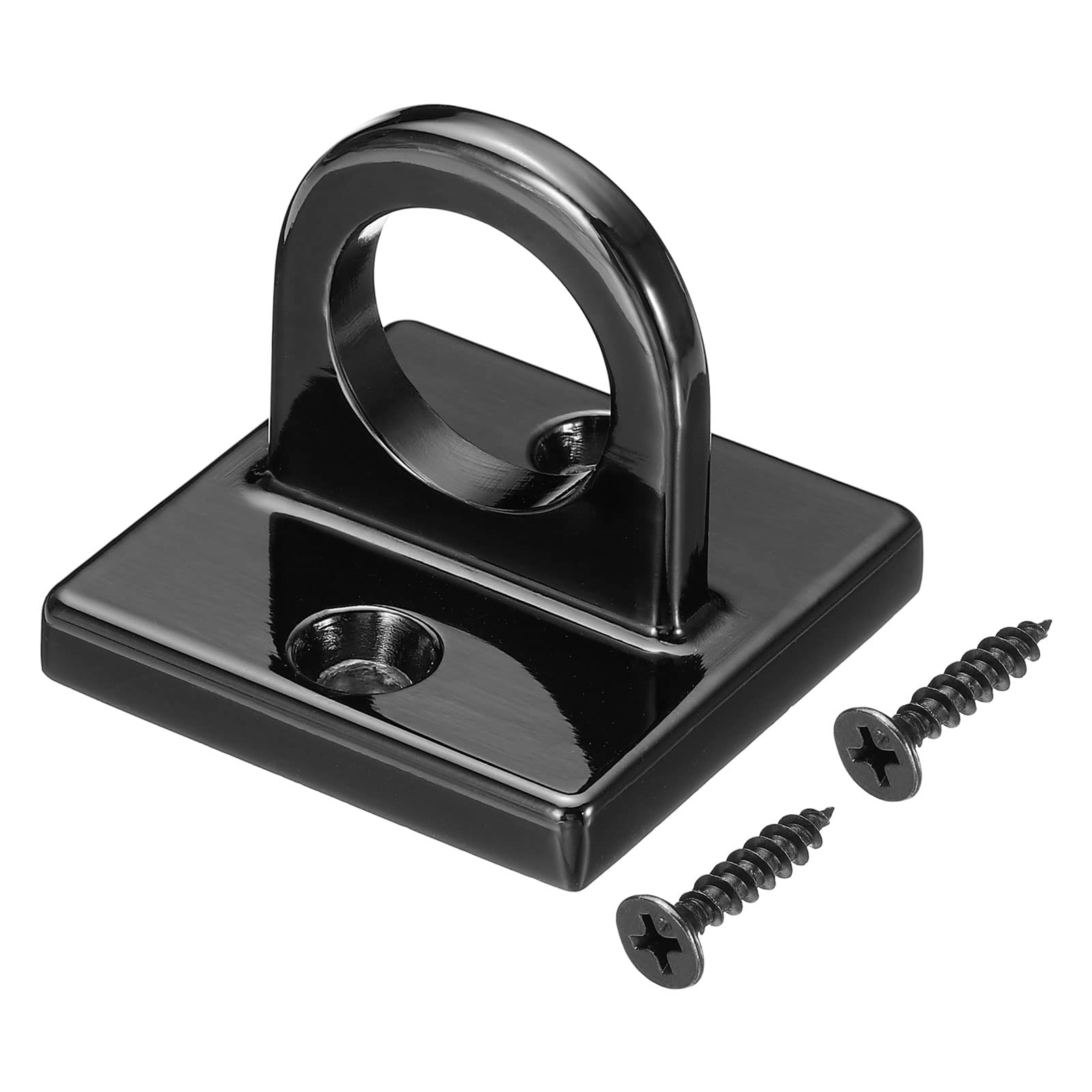 PATIKIL Pad Eye Plate U Hooks, Metal Ceiling Hook Wall Mount Loop with Screws Hardware Ring Hooks for Hanging Ropes in Queue Barrier, Black