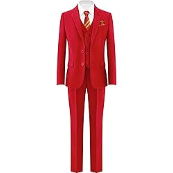 Marvelous World Boys Suits Christmas Red Slim Fit