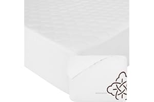 Bioweaves 100% Organic Cotton Mattress Pad Cover, GOTS Certified Cooling 300 GSM Quilted Fitted Mattress Topper & Protector with Soft Cotton Wadding - White, 20 Inch Deep Pocket, King