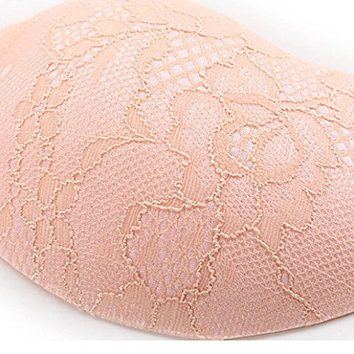 CieKen Strapless Silicone Bra Adhesive Bras Push Up Party Stick on Bra Lace Mango Bra (D, Pink)