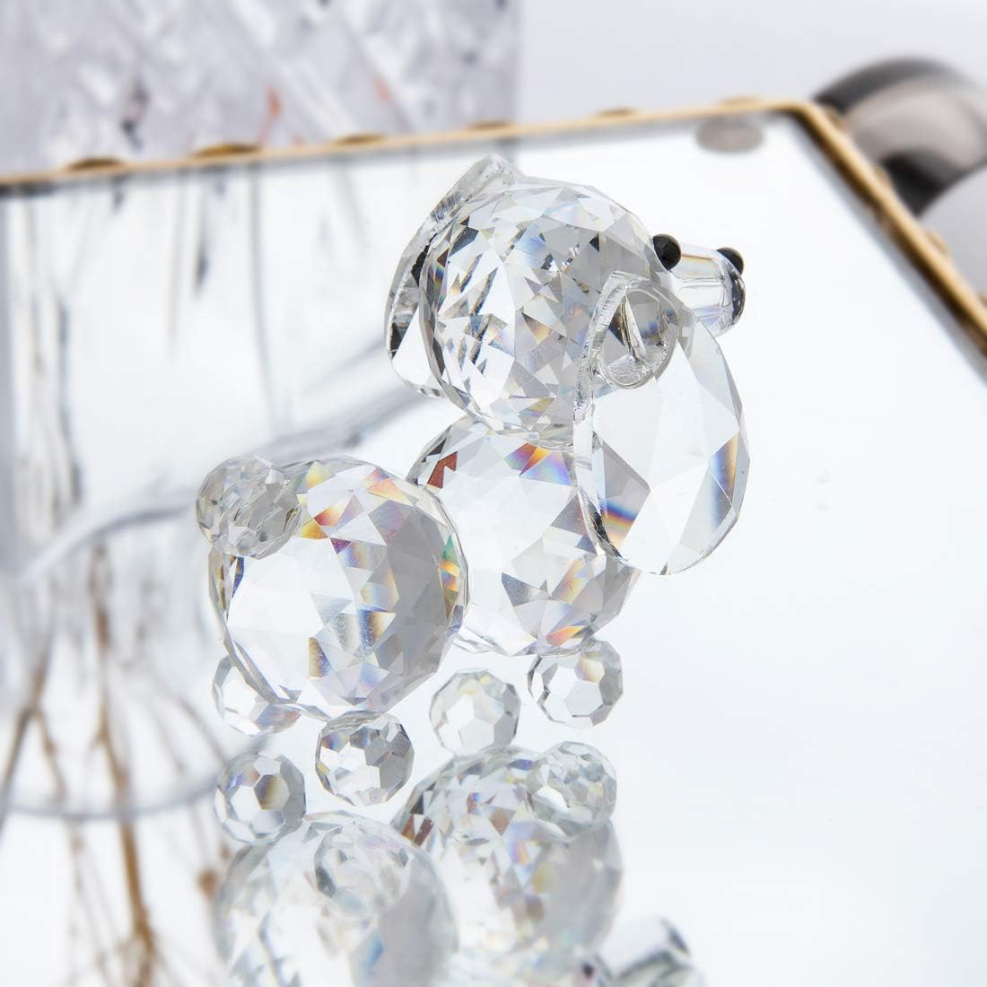 H&D Cut Crystal Dog Animal Figurine Collection,Glass Dog Ornament Table Decor, Clear - Image 3