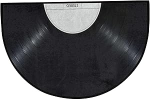 Half Round Door Mat 16x24 Inch Vinyl Record Door Mat with Non-Slip Bottom Decorative Washable Polyester Doormat for Entryway,