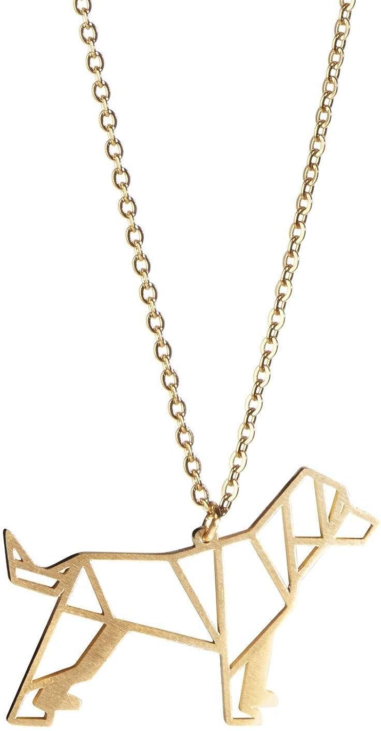 La Menagerie Hund Gold, OrigamiSchmuck & vergoldete geometrische Kette