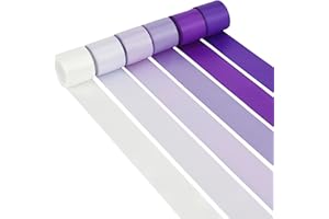 HUIHUANG Purple Ribbon 1-1/2 inch Lilac Purple and White Satin Ribbon Assorted for Flower Bouquet, Gift Wrapping, Bows, Crafts, Eternal Flowers, Bridal Shower Wedding Decor- 6 Rolls, Total 30 Yards