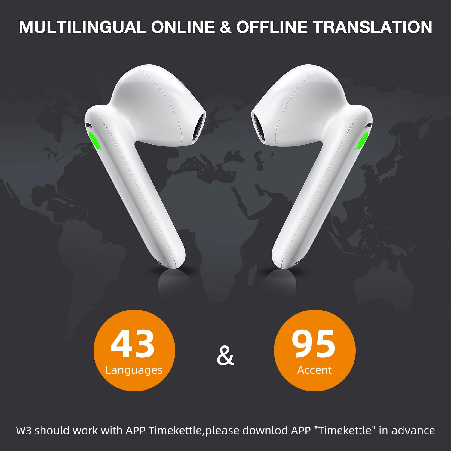 Timekettle WT2 Edge W3 Translator Device, Bidirection Simultaneous Translation, Translator Earbuds with 40 Languages, Offline Translator, Fast Reaction with Revolutionary Al Tech, Offline Version