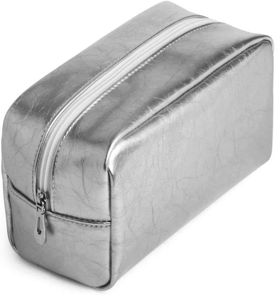 Cosmetic Bag, iSPECLE Premium Makeup Bag for Women Girls Silver