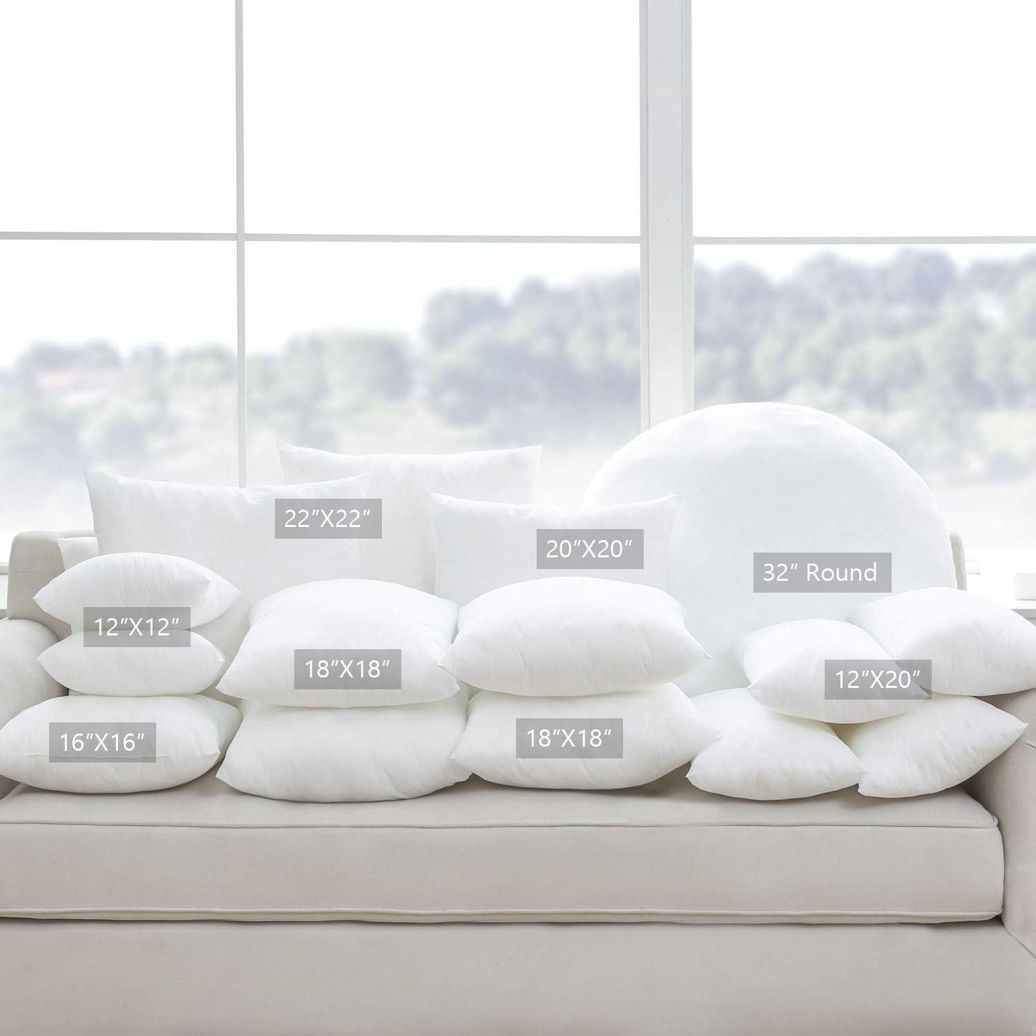 Phantoscope 18 x 18 Pillow Inserts, Set of 4 Hypoallergenic Square Form Decorative Throw Pillow Inserts Couch Sham Cushion Stuffer - 18 inches: Home & Kitchen
