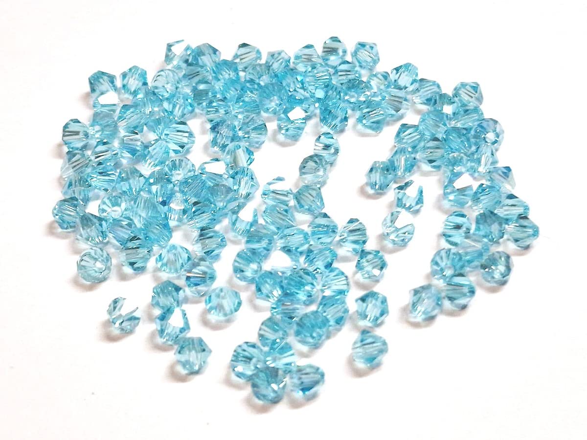 Perlin 40pcs 4mm Bicone Czech Crystal Beads - Light Blue AB