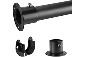 Luvenia Closet Rods for Hanging Clothes, 18-76 Inch Black Adjustable Closet Rod Clothes Heavy Duty Hanging Bar Shower Curtain Rods for Closets, Wardrobes, Bathroom, Windows