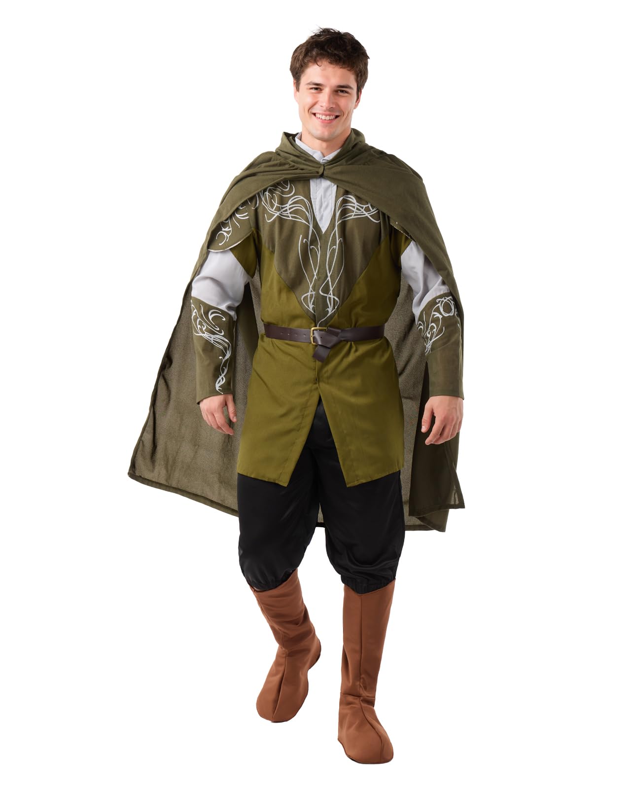 Funidelia Official Legolas Costume - The Lord of The Rings for Men, Cape, Shirt, Belt, Pants and Boot Covers - Outfit for Adults for Parties, Carnival and Halloween - Size S Grey/Silver