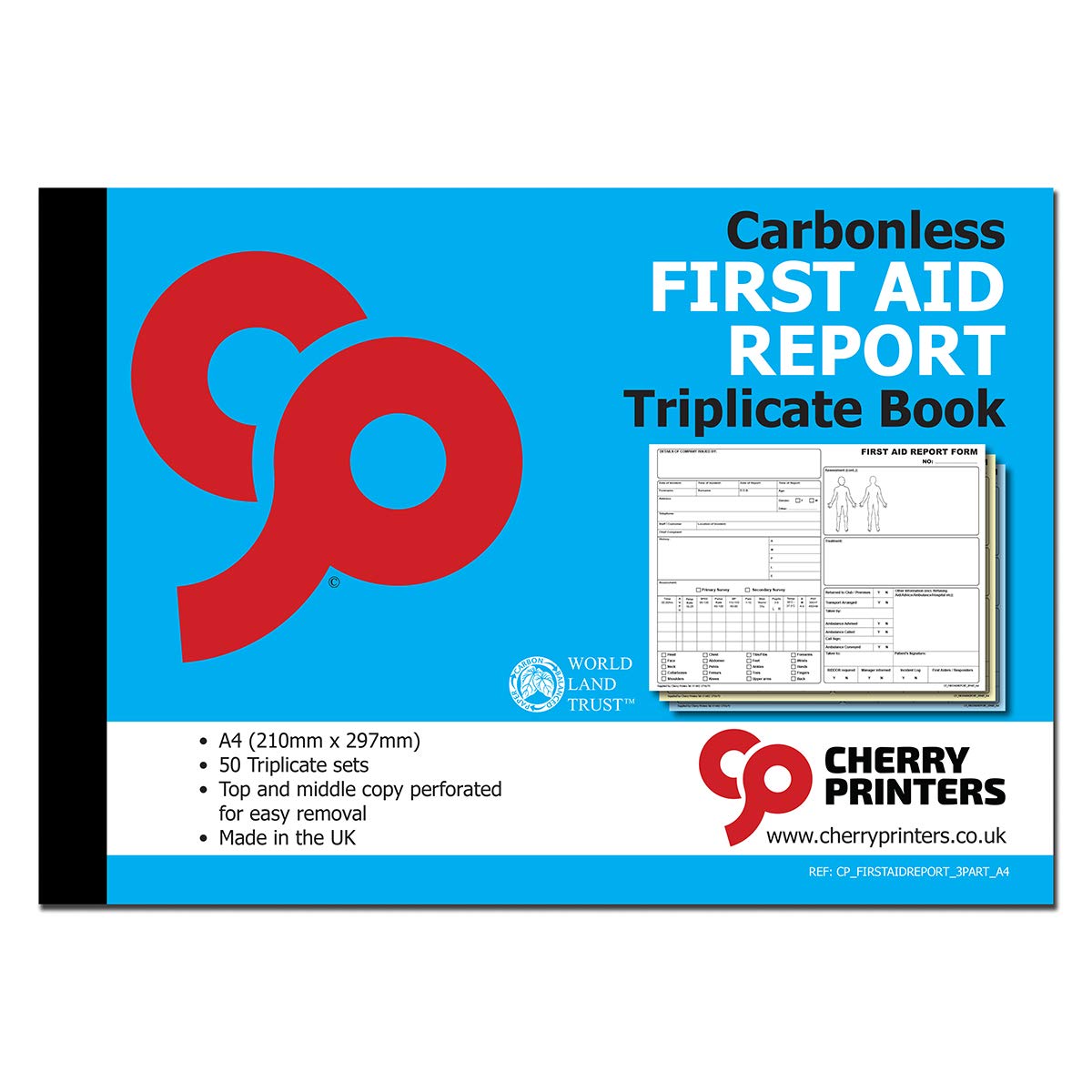 Cherry Carbonless NCR First Aid Report Triplicate Book A4 50 Sets