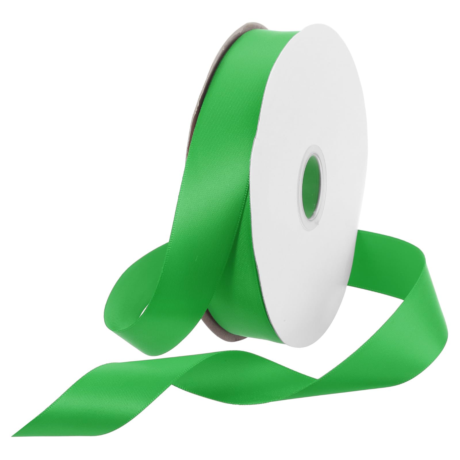 Rebower 25mm Satin Ribbon 46m Thick Double Face Grosgrain Silk Ribbon, [for Gift Wrapping, Hair Bows, Wedding, Cake, Flower] - 50 Yard/150ft/Green