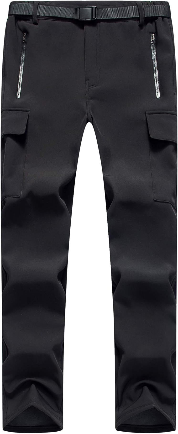 LancerPac Men's Hiking Pants Soft Shell Waterproof Casual Outdoor Windproof Fleece Lined 4 Pocket Mountain Cargo Pants