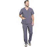 Dagacci Medical Uniform Unisex 4-Way Stretch Scrubs Set Top and Pants