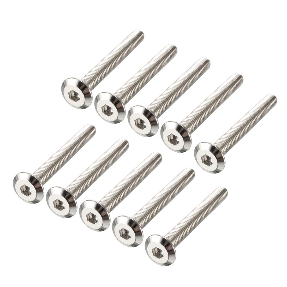 sourcing map M6x50mm Furniture Bolts Hex Socket Screws Fastener Carbon Steel 10pcs