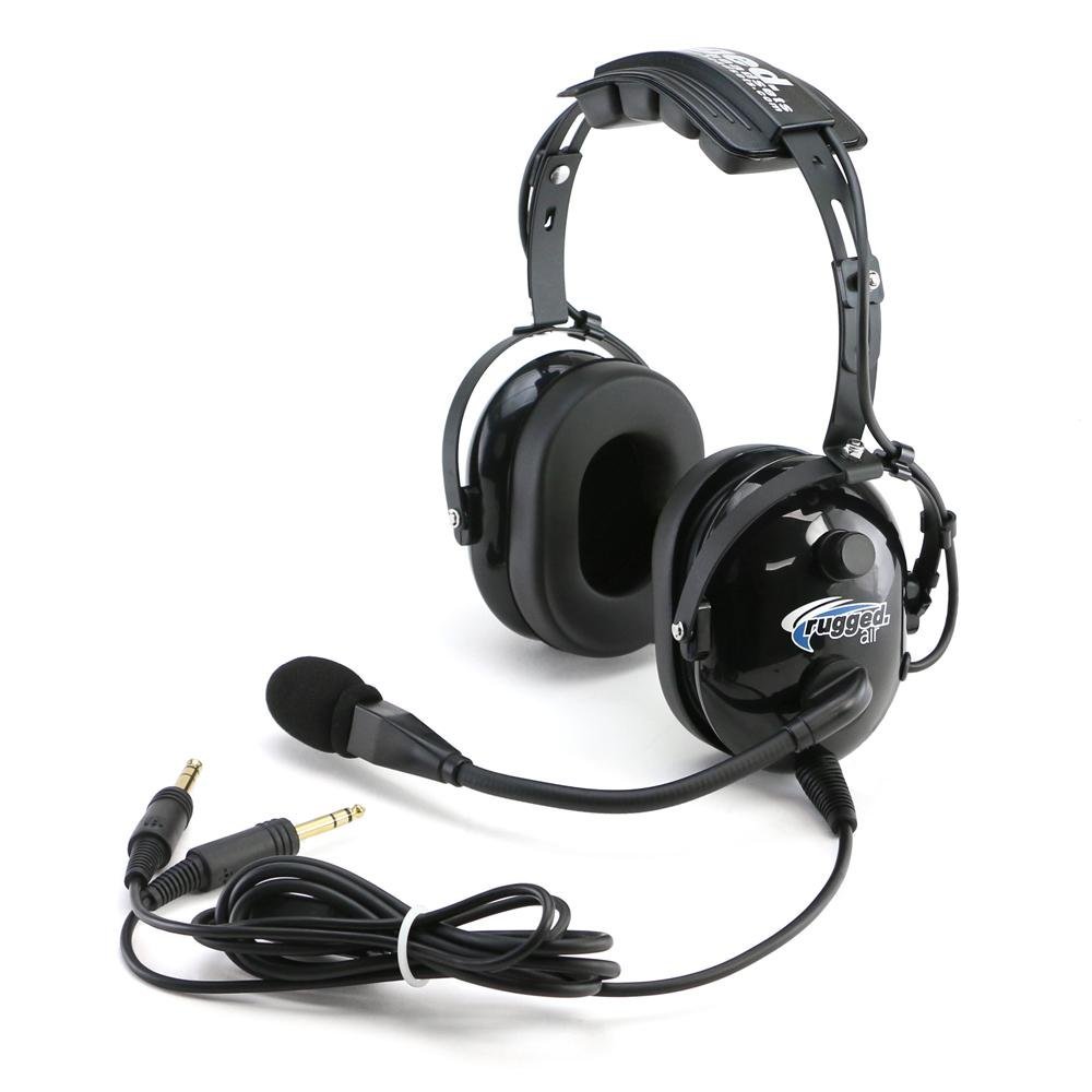 Rugged Air RA200 General Aviation Pilot Headset with GA Dual Plugs and
