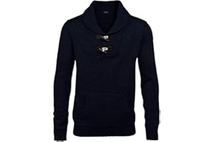 COOFANDY Men's Shawl Collar Pullover Sweater Relaxed Fit Casual Cotton Cable Knit Sweaters with Pockets