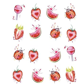 Amazon Com 1 Pcs Fruit Lollipop Ladybug Nail Art Sticker Diy Water