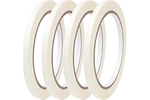 DOAY 4 Pack White Artist Tape - Art Masking Tape for Watercolor Paper, Canvas Acrylic Painting, Curves, Framing, Paint, Gouache, Console - Acid Free Drafting Tape 1/4" (0.25") Wide - 360FT Total