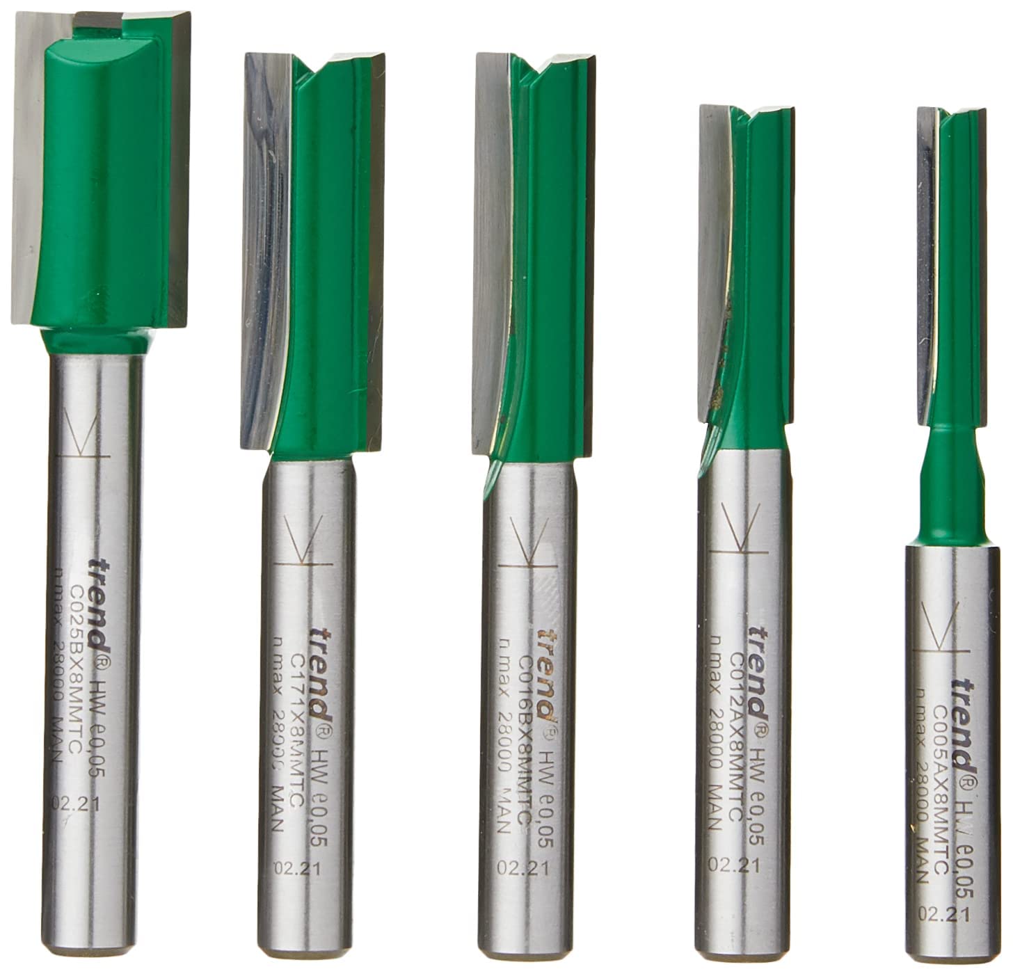 Trend CraftPro 5 Piece Metric Mortise and Tenon Router Cutter Starter Set, 8mm Shank, Craft Range, Storage Case Included, SET/MT2X8MMTC