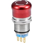 uxcell 19mm Mounting Hole Metal Latching Emergency Stop Push Button Switch NO NC Red