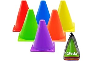 TIALERO 12/24/48Pcs Soccer Cones,7" or 9" Cones for Sports Training, Multicolor Sports Cones, Soccer Training Cones, Field Cones for Skating Basketball Football Drills Practice