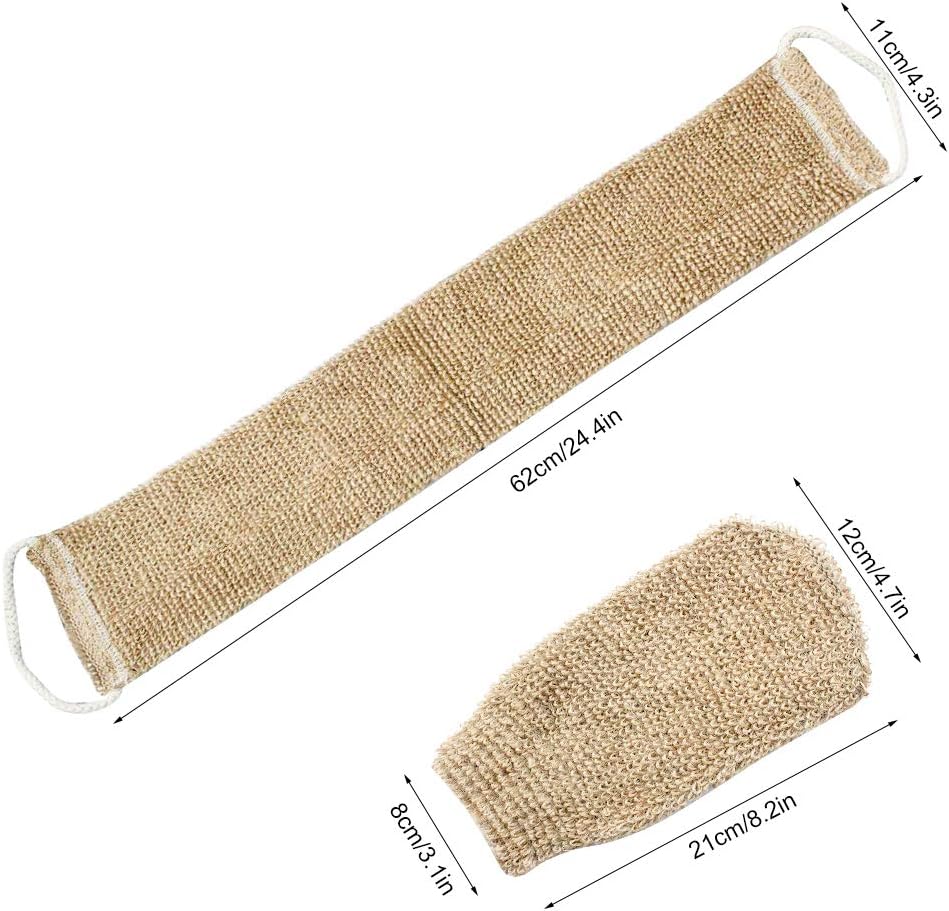 Homgaty Hemp Back Scrubber-100% Natural Exfoliating Back Strap with Mitt - Image 3