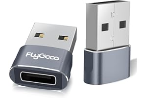 FLYCOCO 2 Pack USB C to USB Adapter, USB C Female to A Male Charger Type C Converter Compatible with AirPods, iPhone 15, iPad Air, for Samsung Galaxy S24 Ultra, iWatch Series SE, MacBook