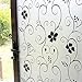 DUOFIRE Window Film Privacy Window Film Frosted Glass Film No Glue Static Cling Glass Film Anti-UV Window Sticker for Bathroom Bedroom Living Room (Black Flower-DP014B, 35.4in. x 78.7in.)