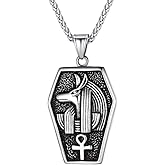 Suplight 925 Sterling Silver/Stiainless Steel Eye of Horus, Key of Life Ankh Cross, Snake Cross, Anubis God of Death Necklace Ancient Egyptian Pendant Necklace for Men Women Jewelry (with Gift Box)