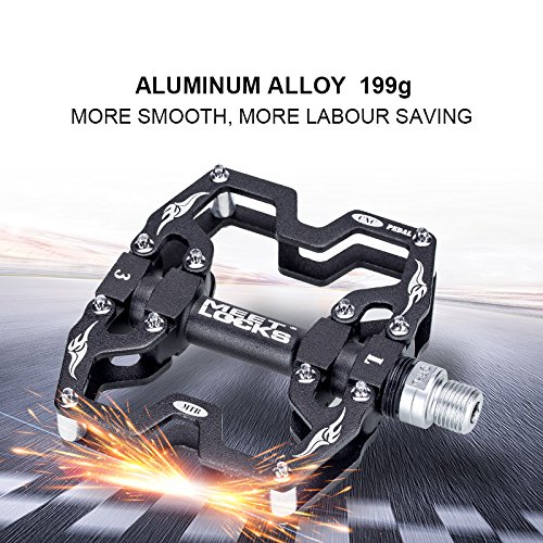 MEETLOCKS Bike Pedal, CNC Aluminum Body Cr-Mo Machined 9/16" Screw Thread Spindle Three Pcs Ultra Sealed Bearing,Bicycle Pedals - Thumbnail 5