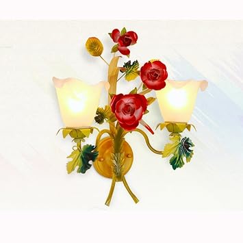 Dididd Wandlampe Pastoralen Blumen Lampe Eisen Nachttischlampe