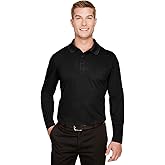 CrownLux Performance™ Men's Tall Plaited Long Sleeve Polo 3XT BLACK