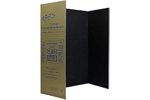 Black Tri-Fold Presentation Board 36" x 48" Corrugated Tabletop Display Exhibition Board Lightweight and Portable with Smooth Surface Great for School Projects and Business presentations - by Emraw