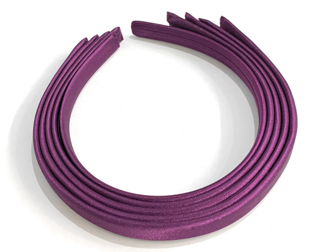 5 x 15mm Thick Plain Satin Headbands Pack School Girls Alice Hair Band DIY Headband Set UK (Deep Plum Purple)
