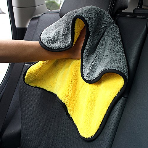 Auto Care 800GSM Super Thick Microfiber Car Cleaning Cloth Detailing Towel (Orange/Gray-3PCS)