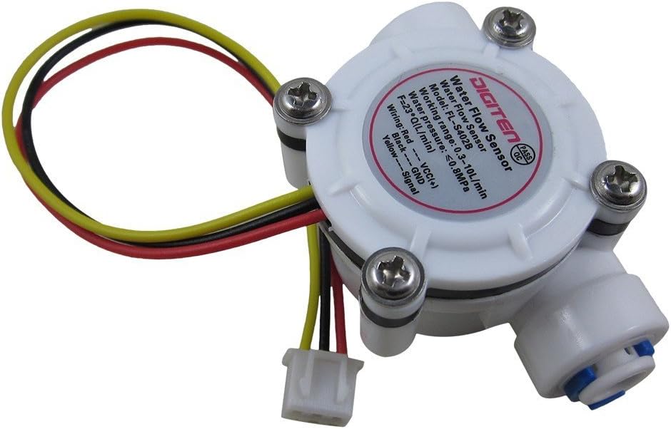 DIGITEN 1/4 Quick Connect 0.3-10L/min Water Hall Effect Flow Sensor Meter, White, 6.4 x 3 x 3.8 cm - Image 3