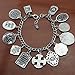 RechicGu Vintage Silver Catholic Religious Church Medals Cross Chain Cuff Pray Bracelet Bangle Charm Inspirational Bible Jesus Saints Pray for US