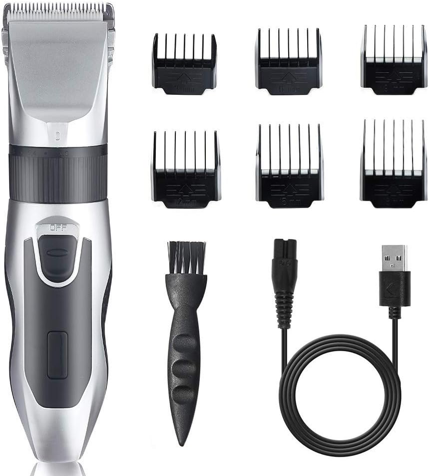 Hair Clippers for Men, Professional Cordless Electric Hair Trimmer Clippers, USB Rechargeable Waterproof Hair Styling Tool Kit with 6 Guide Combs for Beard and Hair Cutting