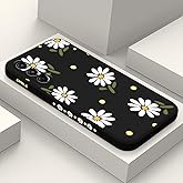 LEECG for Samsung Galaxy S25 Case, Slim Soft Non Slip Silicone for Samsung S25 Phone Cover 6.2 inch, Daisy Black