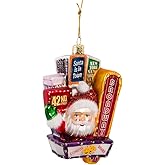 Kurt Adler Santa on Broadway Glass Ornament, 5-Inch